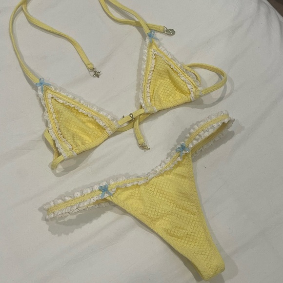 bydee Other - Yellow Lace Trim Bikini Set